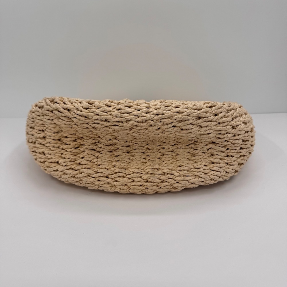 Woven Straw Tote Bag Half Moon Wooden Handle Beige Boho Summer Handbag Unbranded - Picture 9 of 12